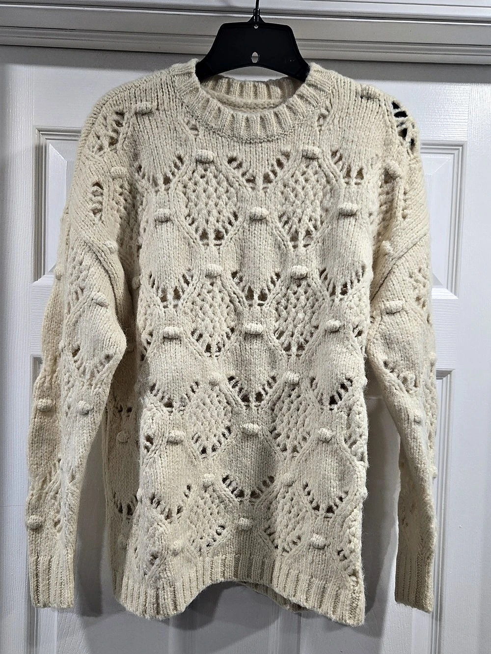 American Eagle Oversized Pointelle Sweater Cream XS Like New